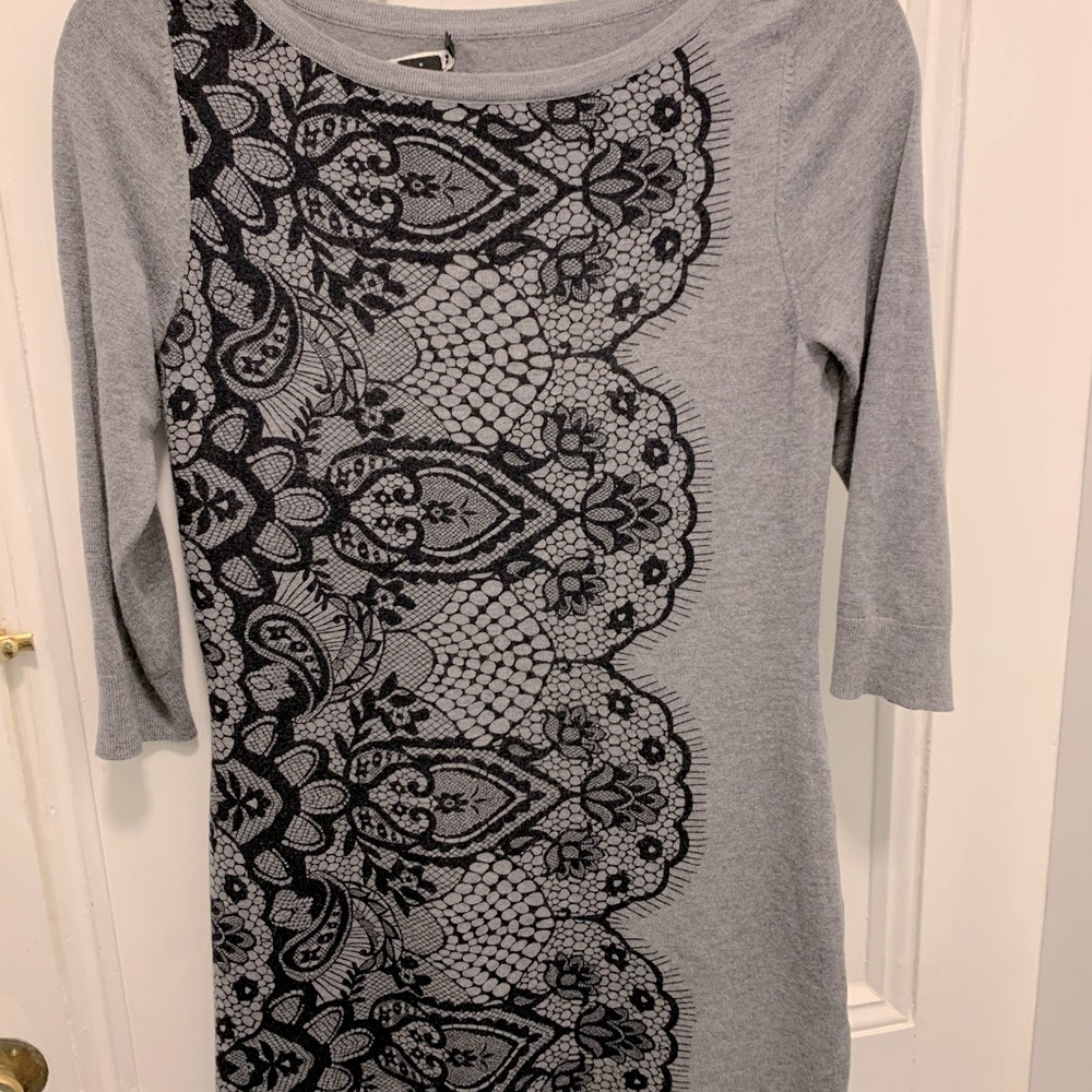 WHBM xs short dress shirt lace pattern soft